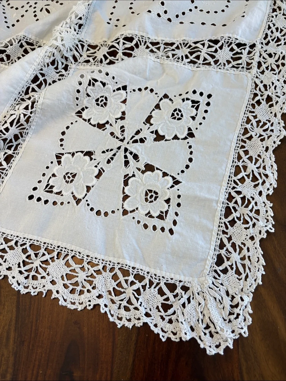 Vintage White Cutwork Lace Table Cloth - Classic Home Dining